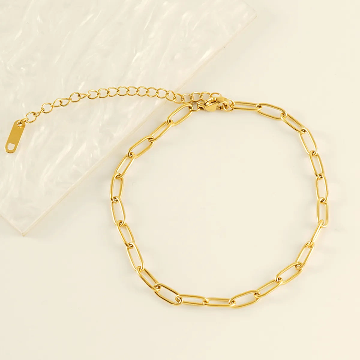 handmade bracelet for women-Casual Simple Style Solid Color Stainless Steel Plating 18k Gold Plated Women's Anklet