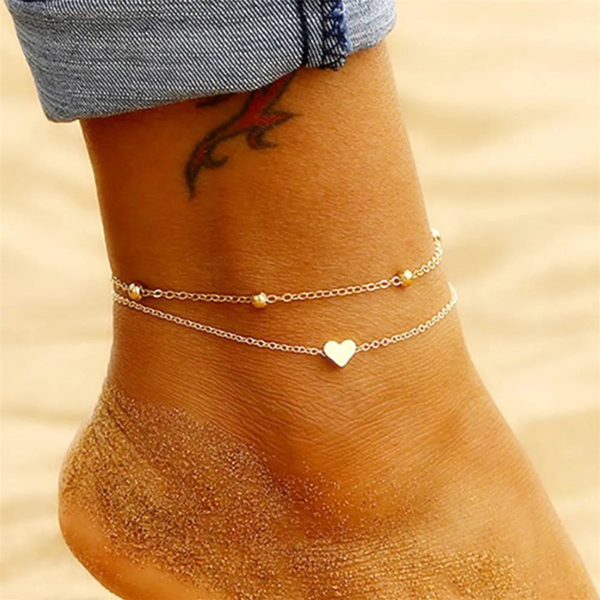 cuff bracelet for women-Wholesale Jewelry Simple Style Heart Shape Stainless Steel Anklet