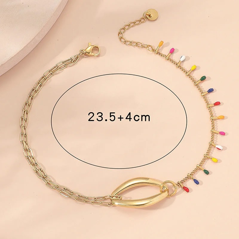 stackable anklets for women-Vacation Colorful Stainless Steel Women's Anklet 1 Piece