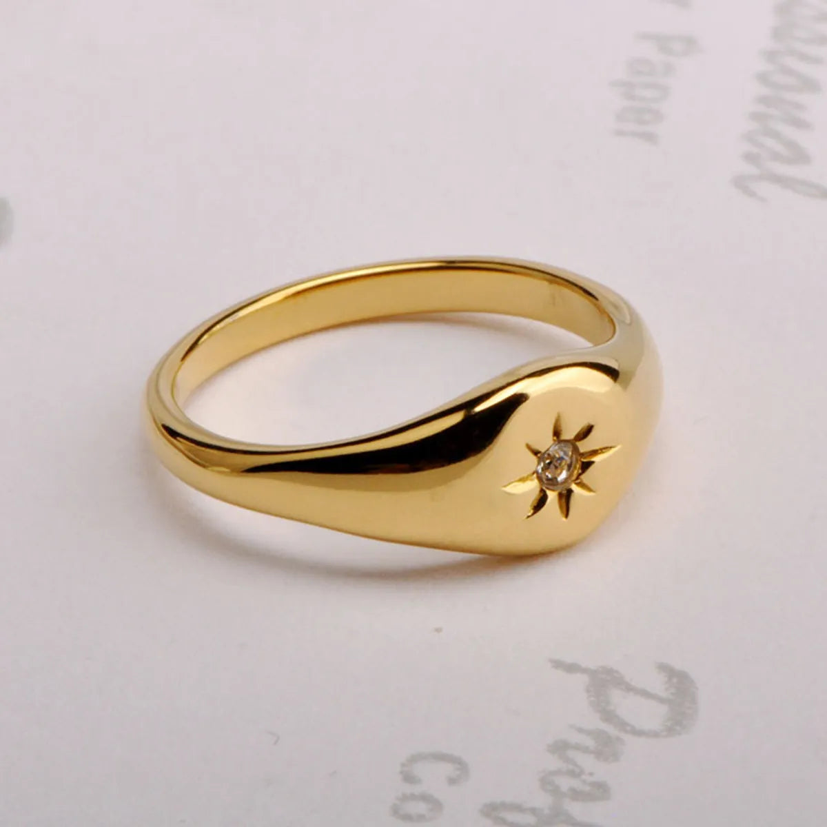 gold engagement rings for women-Simple Style Star Titanium Steel Plating Inlay Rhinestones Rings