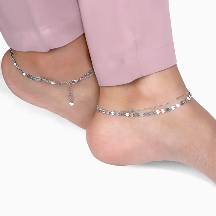 beaded bracelet for women-Silver Dose of Shine Anklet