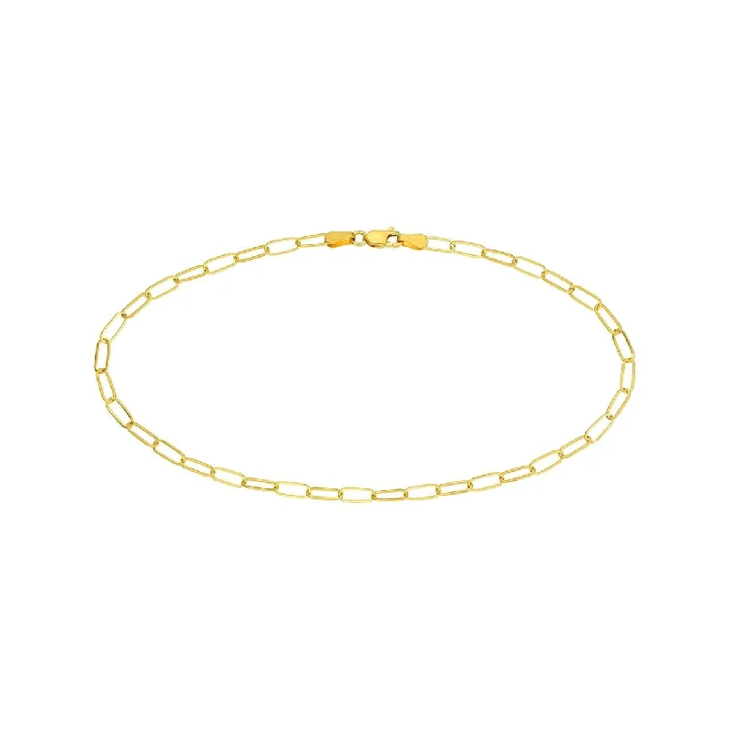 simple anklet for women-Yellow Gold 10" Paperclip Chain Anklet