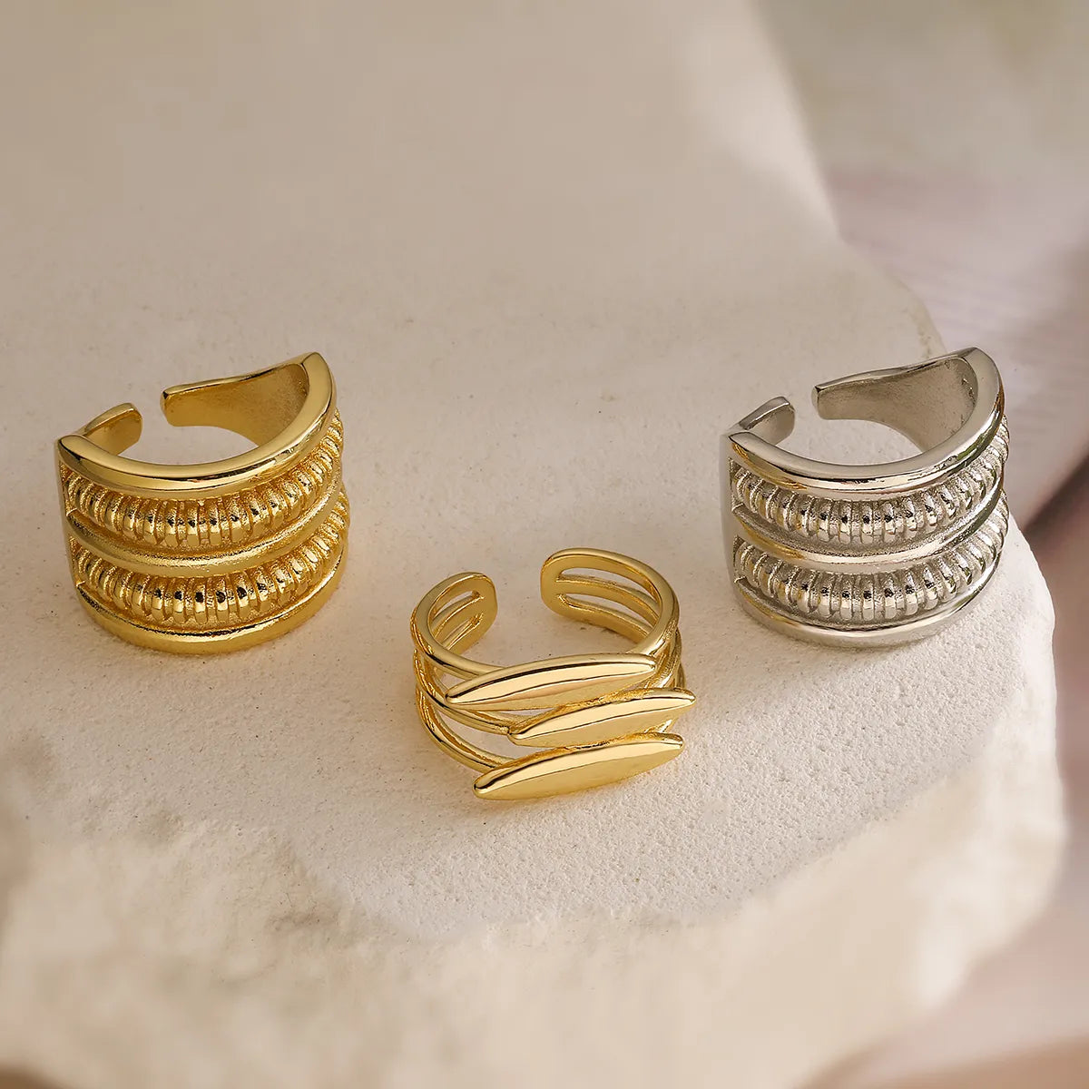 stackable gold rings for women-Wholesale Simple Style Geometric Copper Plating Open Rings