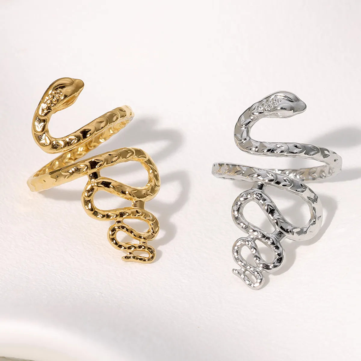 stackable silver rings for women-Elegant Simple Style Snake Stainless Steel Plating 18k Gold Plated Open Rings