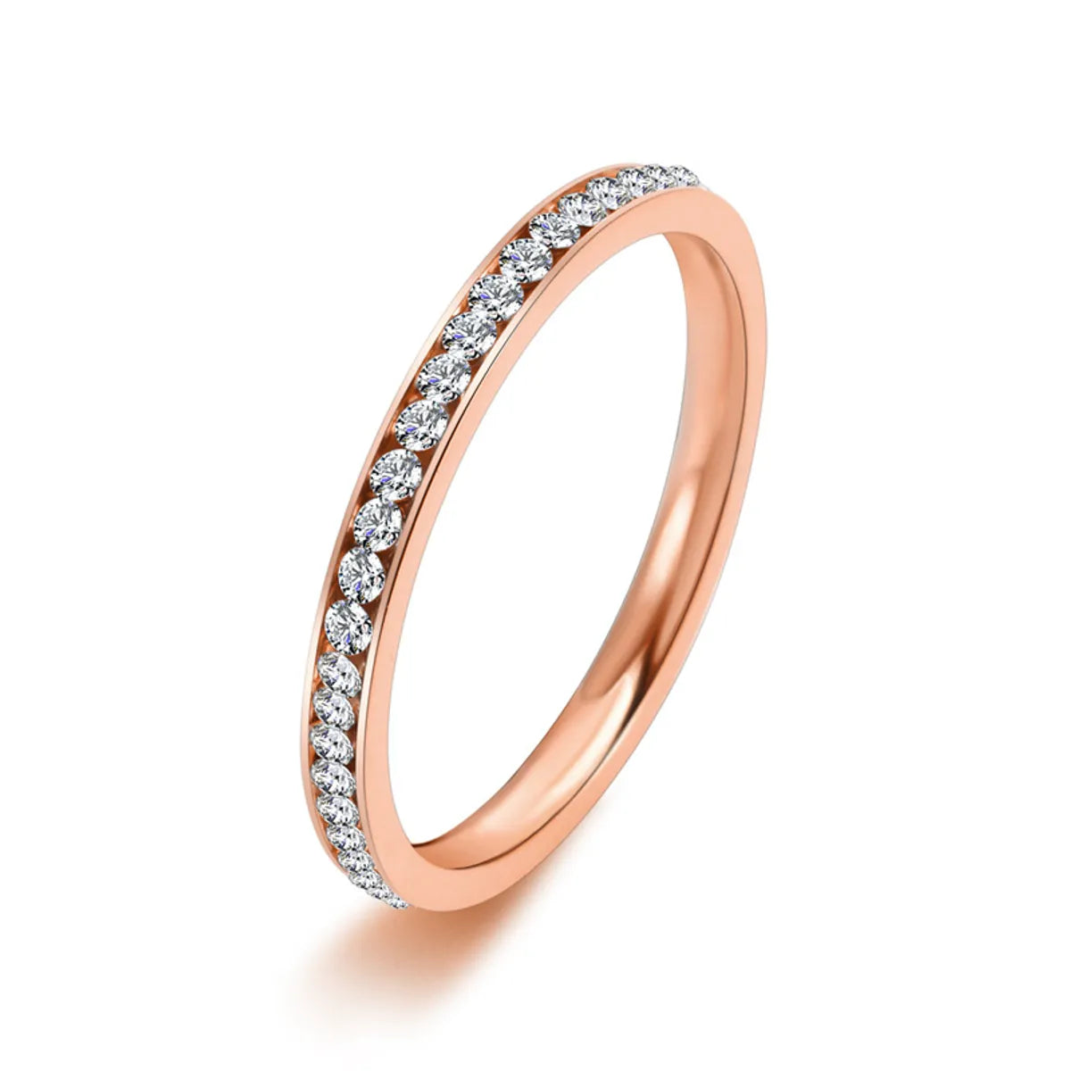 stackable rings for women-Simple Style Circle Stainless Steel Rhinestone Rings