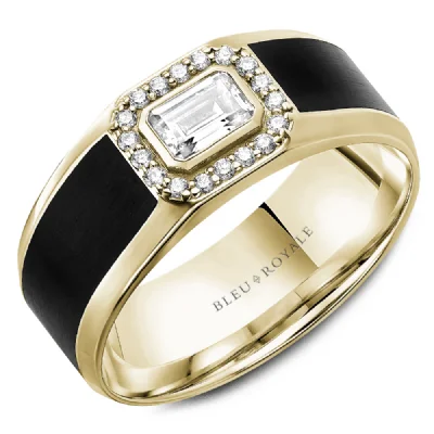 intricate diamond engagement rings for women-0.63ctw Diamond & Black Enamel with 14K Yellow Gold Trim