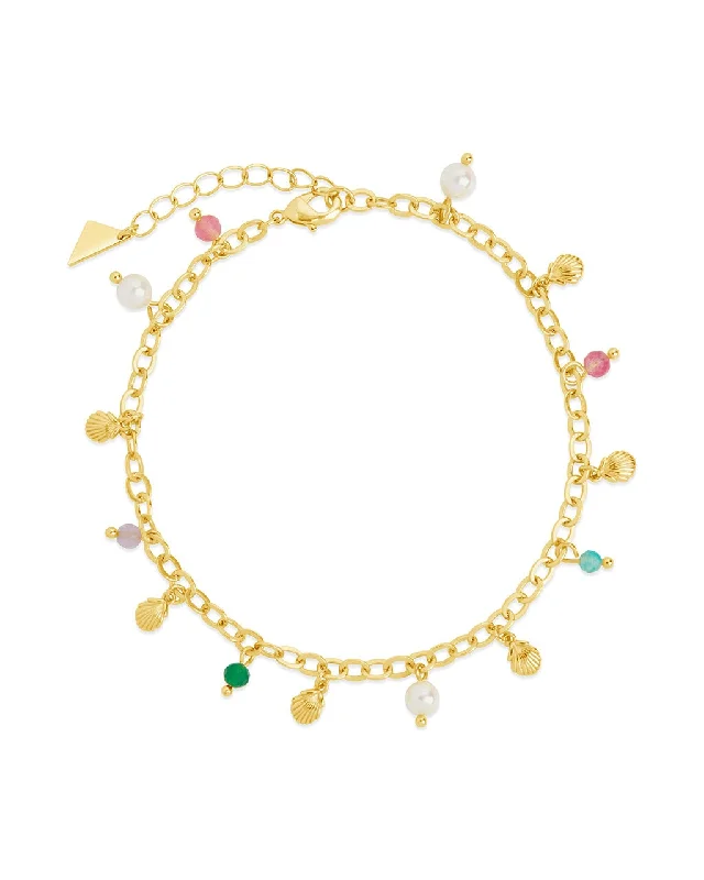 infinity anklet for women-Truvy Pearl Shell Charm Anklet