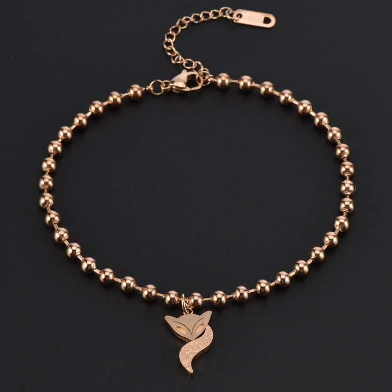 8116 Glass Bead Chain Sand Pressed Fox Anklet