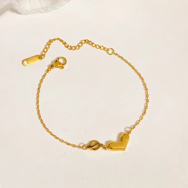 Golden Three-Dimensional Love Anklet