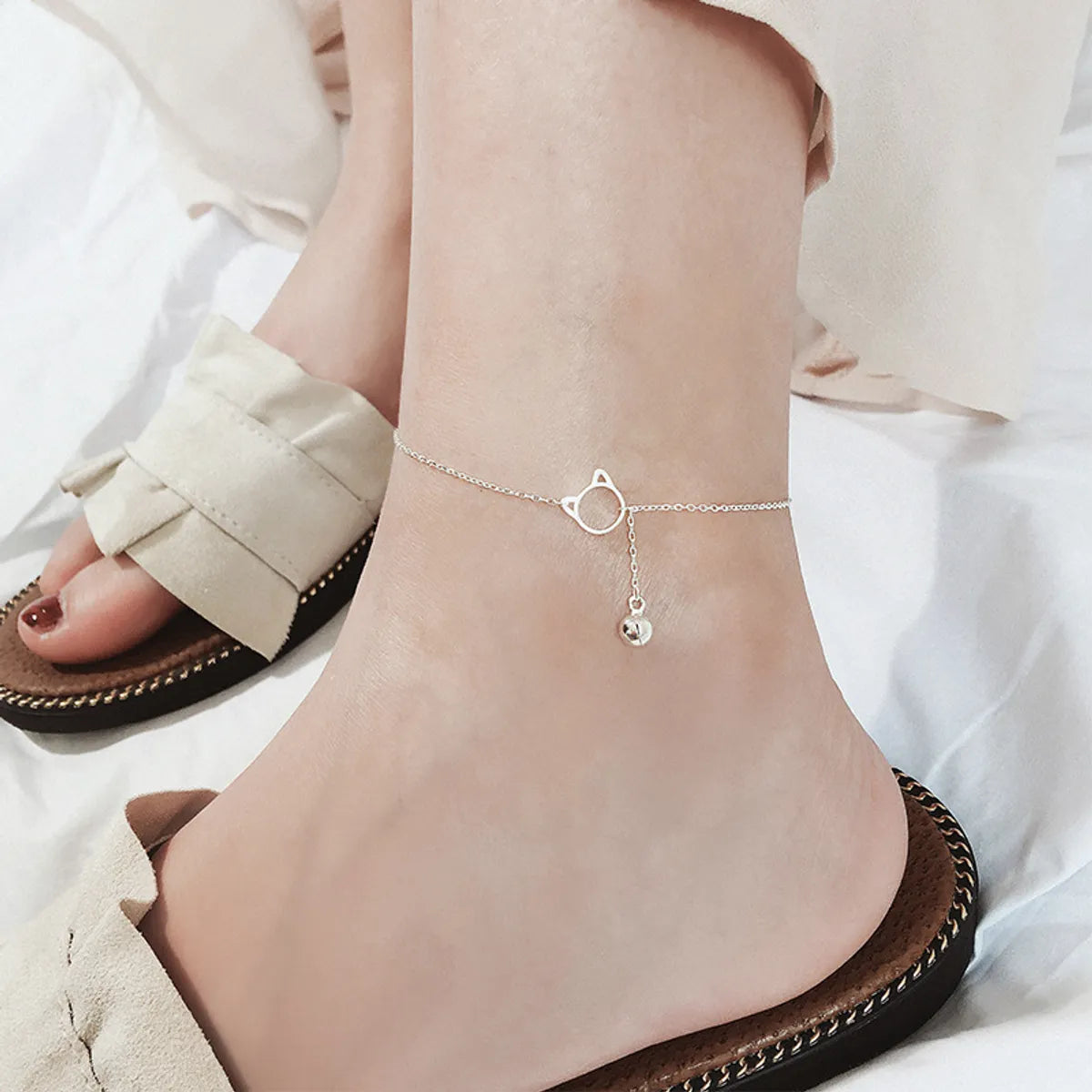 rose gold anklet for women-Fashion Cat Copper Hollow Out Women's Anklet