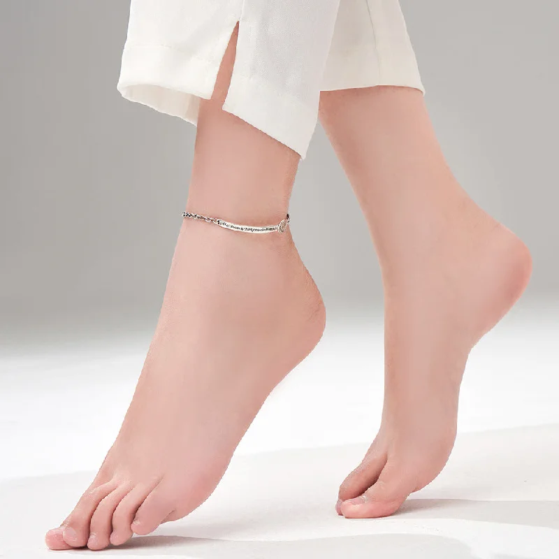 handmade anklet for women-Simple Style Letter Sterling Silver Women's Anklet