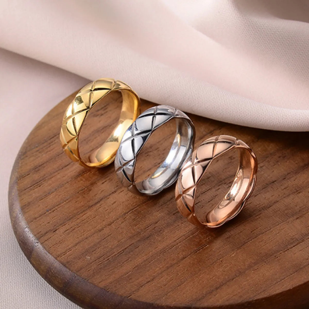 square rings for women-Simple Style Rhombus Titanium Steel Rings 1 Piece