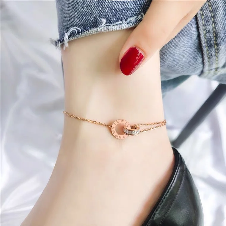 fashion bracelet for women-Simple Style Classic Style Geometric Heart Shape Butterfly Titanium Steel Women's Anklet