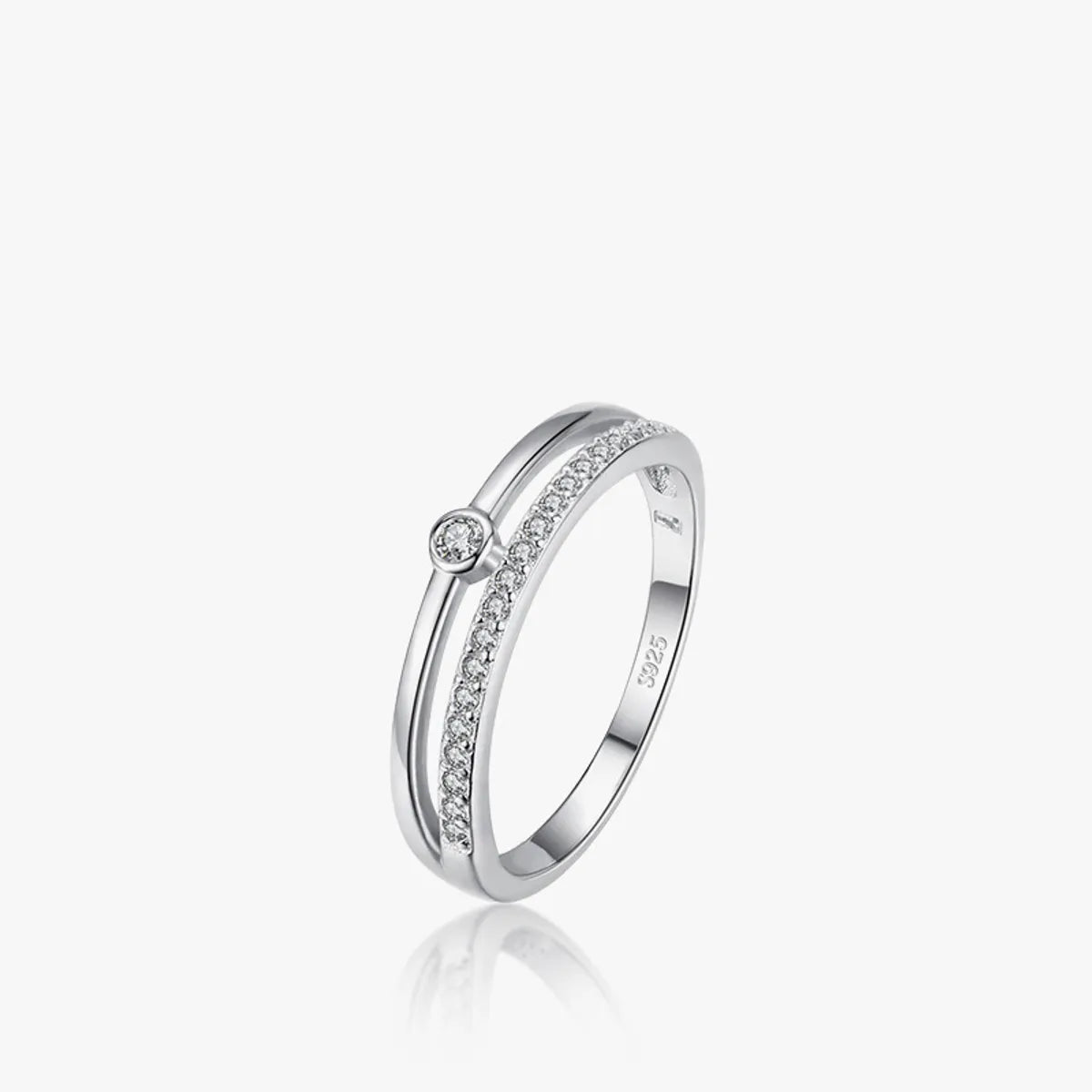 elegant rings for women-Simple Style Round Silver Plating Inlay Zircon Rings 1 Piece