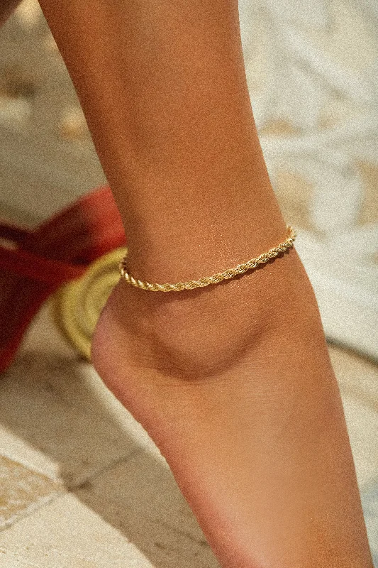 stacked bracelet set for women-She's Golden Chain Anklet - Gold