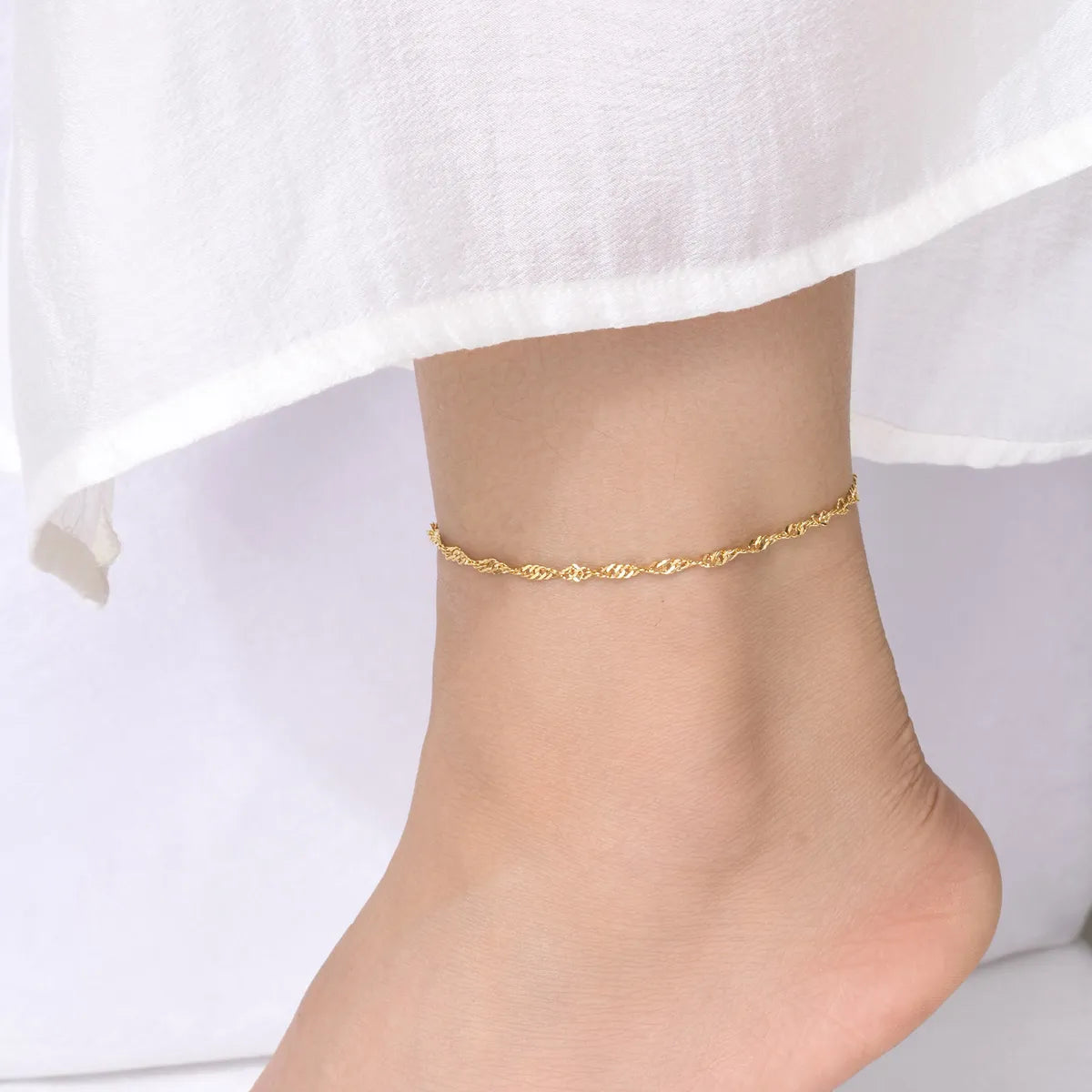 statement bracelet for women-IG Style Vacation Geometric 201 Stainless Steel Plating 18K Gold Plated Women's Anklet