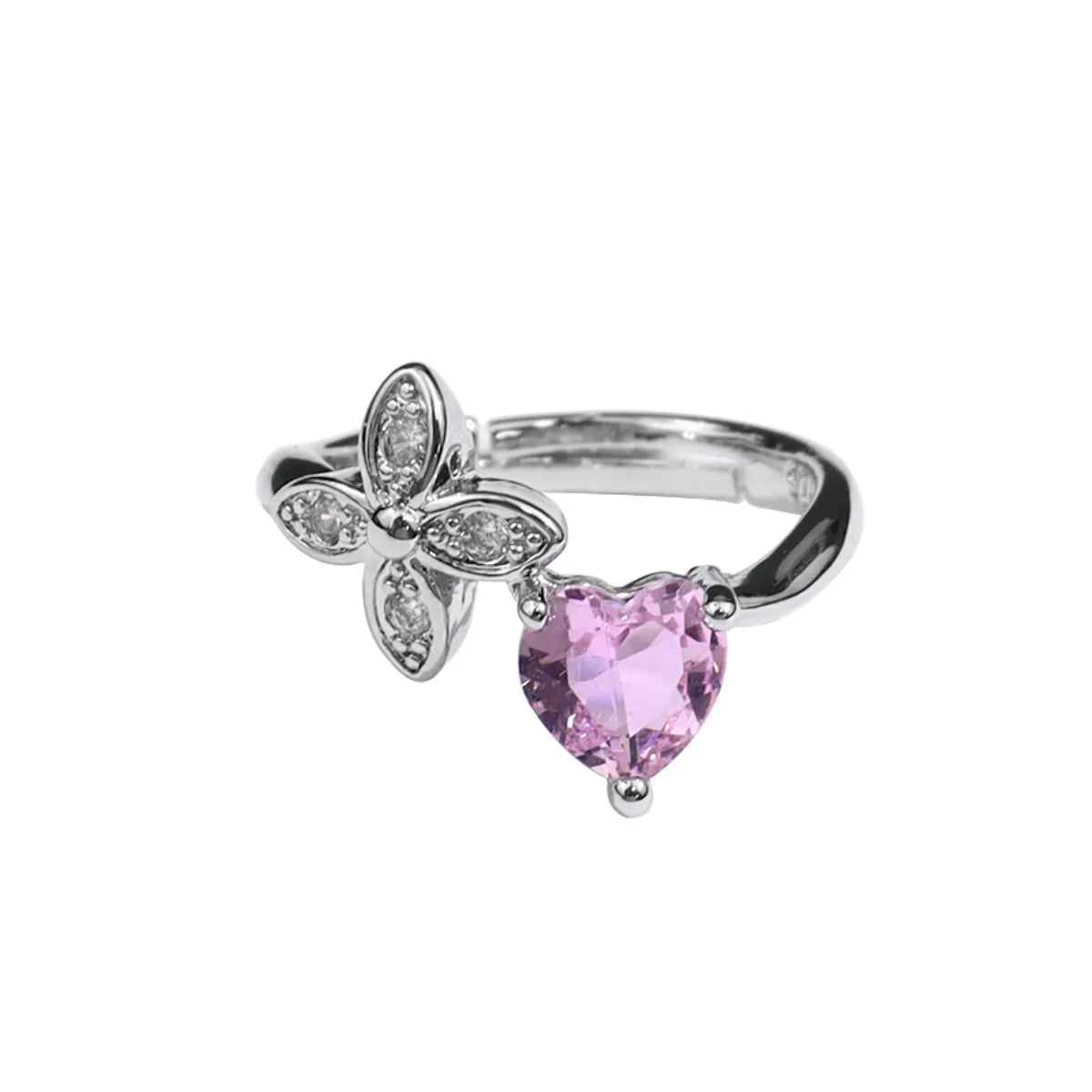 princess-cut rings for women-Fashion Pear Inlaid Zircon Opening Adjustable Flower Ring