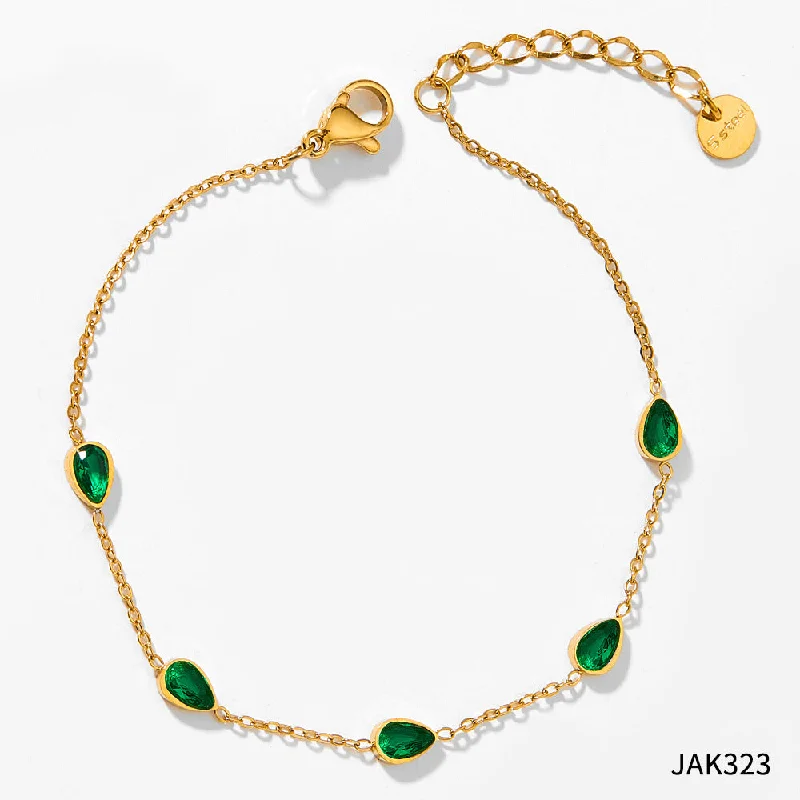 Jak323 Anklet Gold Green Zirconium