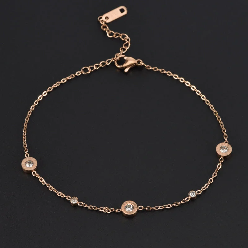 8118 Three Diamond Roman Anklet