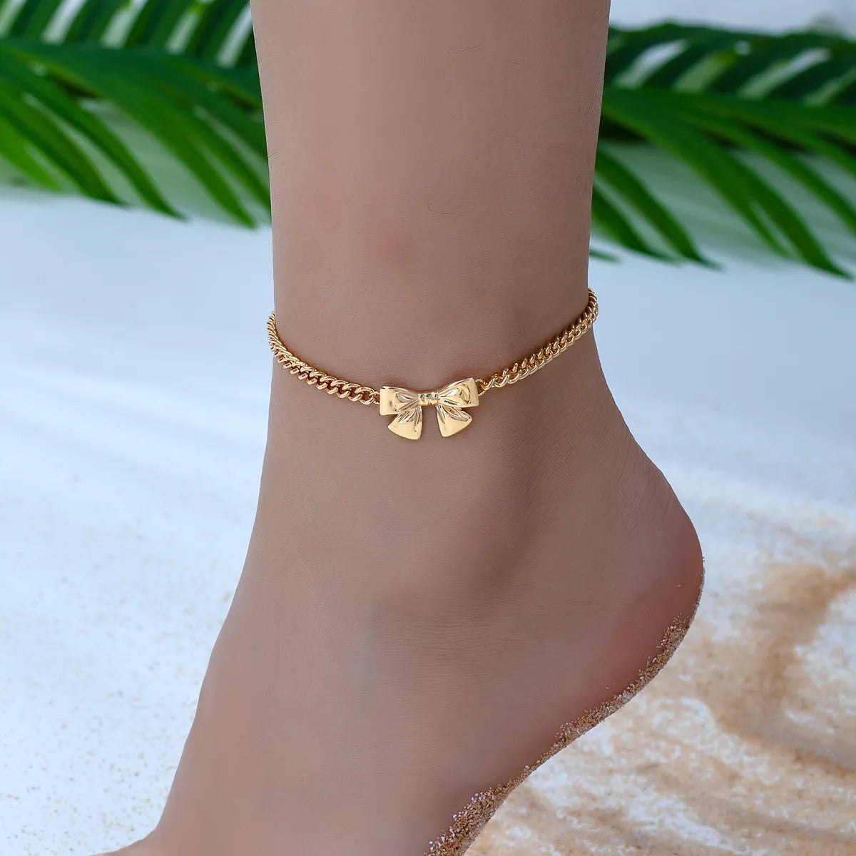 crystal anklet for women-Elegant Bow Knot Alloy Plating Women's Anklet