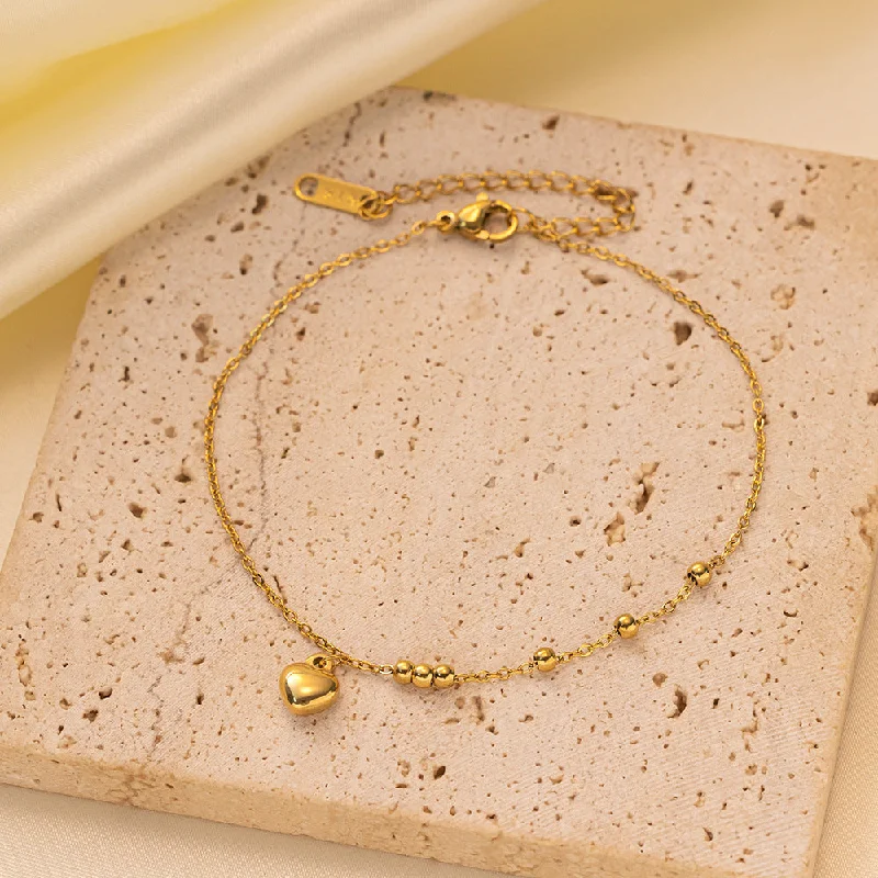 [Tsb14] Heart Bead Anklet Gold