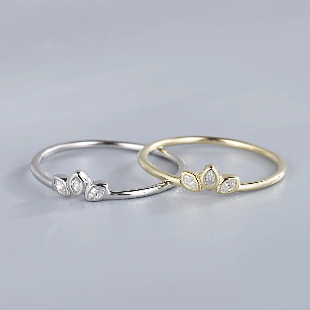 gold wedding rings for women-Wholesale Simple Style Leaf Sterling Silver Zircon Rings