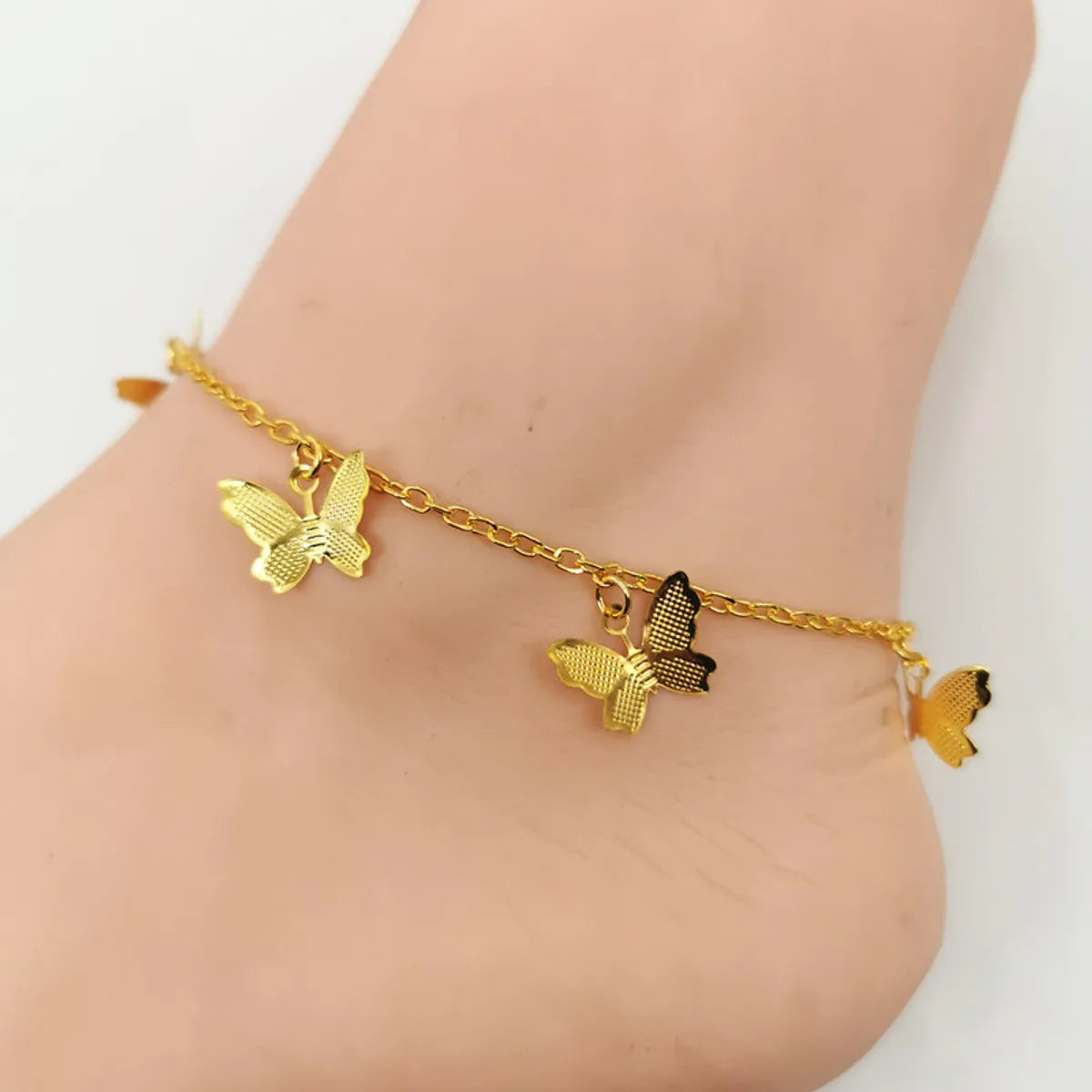 simple anklet for women-Sweet Butterfly Alloy Plating Anklet 1 Piece