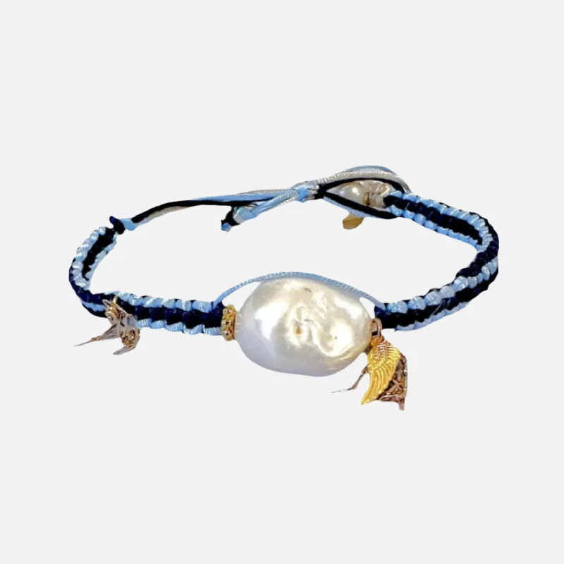 gold-plated bracelet for women-Blue Angel Silk Rocker Anklet