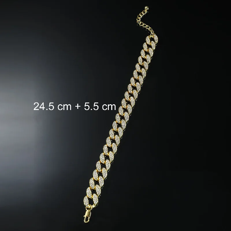 rhinestone anklet for women-Hip-hop Solid Color Alloy Inlay Rhinestones Men's Anklet