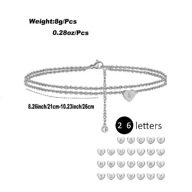 vintage anklet for women-Beach Simple Style Letter Heart Shape Stainless Steel Plating Inlay Zircon 18k Gold Plated Women's Anklet