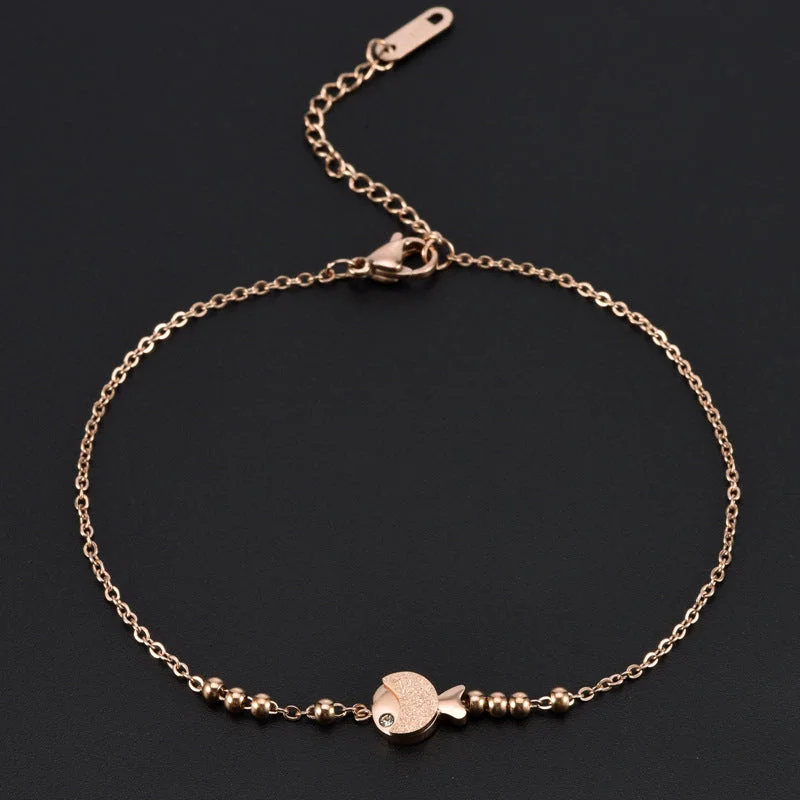 8101 Small Bead Sand Pressed Fish Anklet