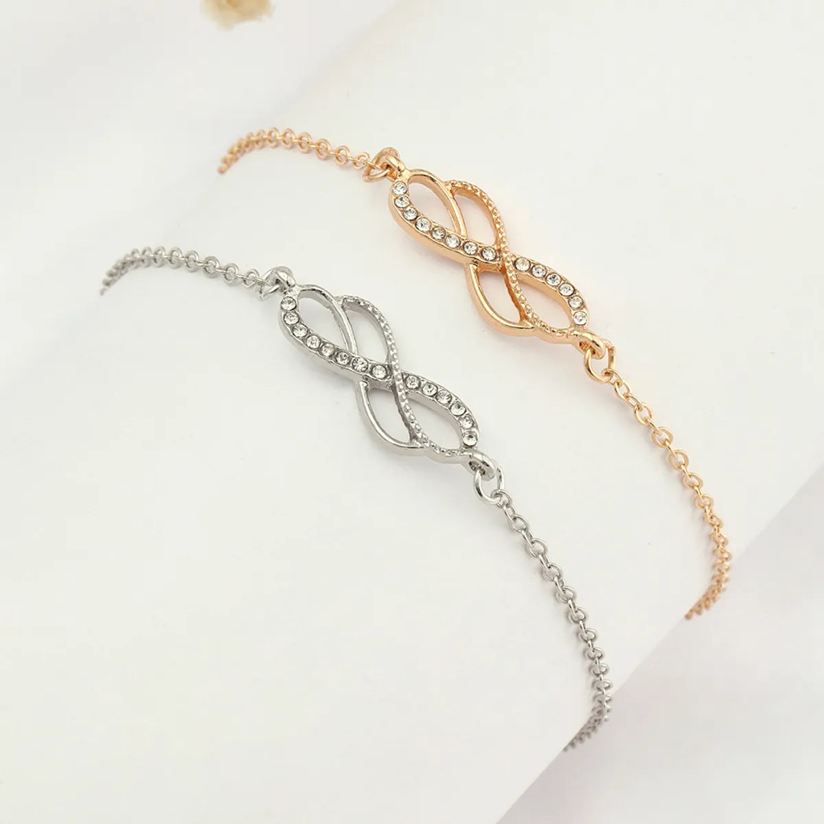 gold cuff bracelet for women-Casual Simple Style Infinity Alloy Hollow Out Inlay Rhinestones Women'S Anklet