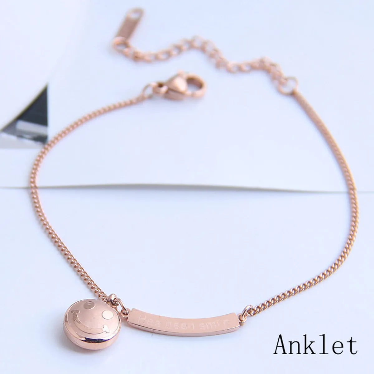 gold anklet for women-Fashion Titanium Steel Smiley Face Anklet