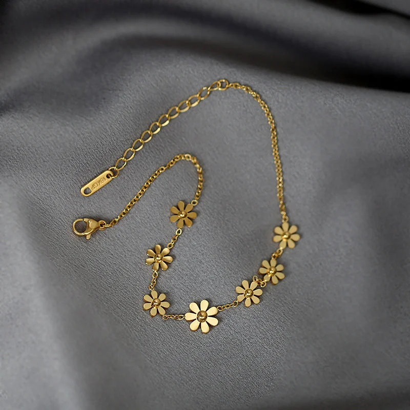 Seven Flower Anklet-Gold