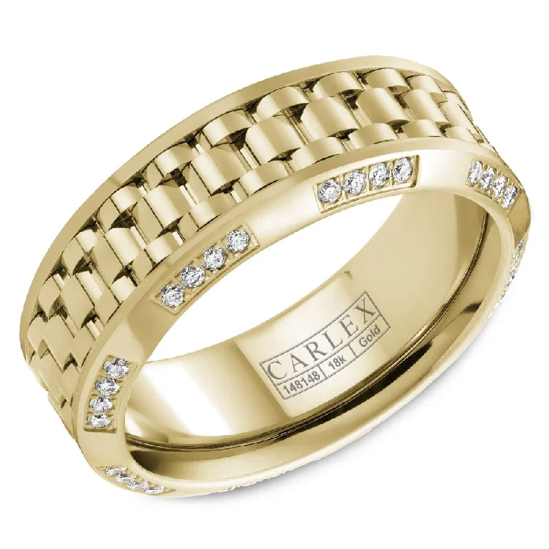 halo engagement rings with diamonds for women-0.40ctw 14K Yellow Gold Carved Diamond Band