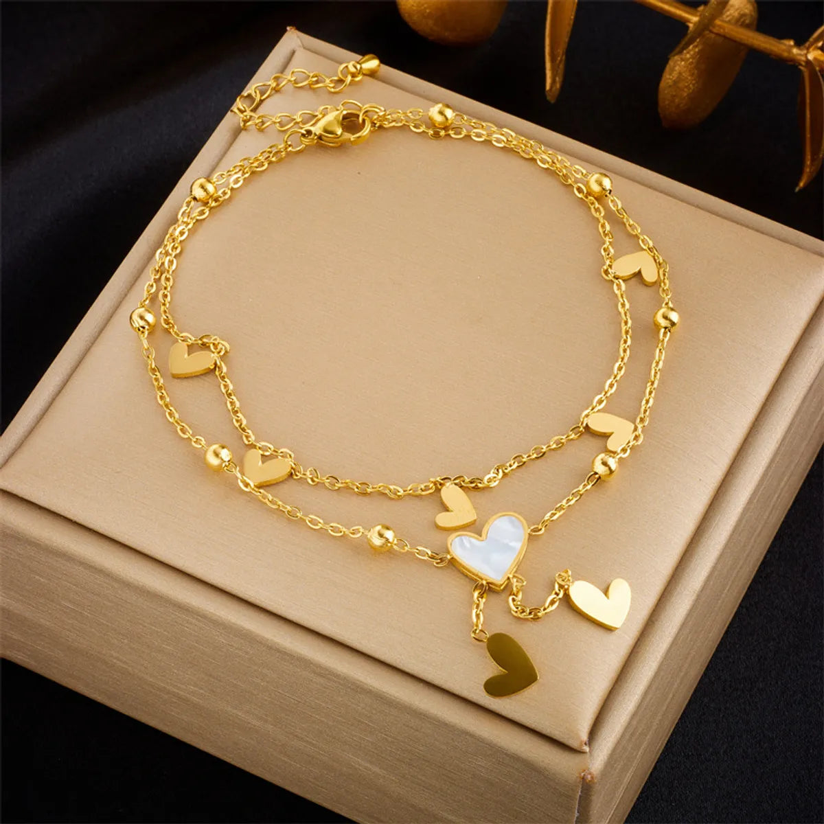 beaded anklet for women-Wholesale Jewelry Simple Style Heart Shape Titanium Steel Anklet