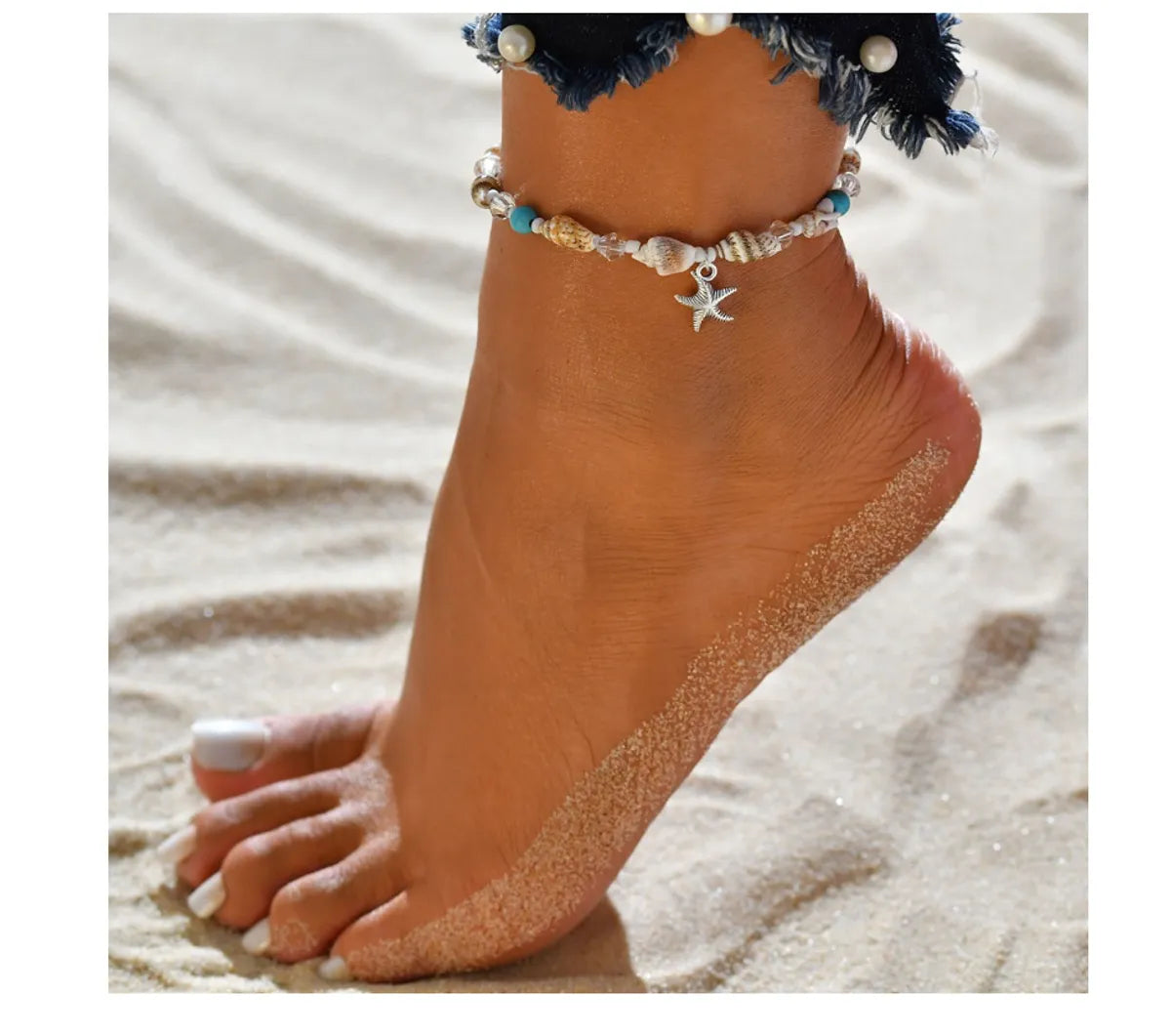 adjustable cuff bracelet for women-Beach Starfish Alloy Wholesale Anklet