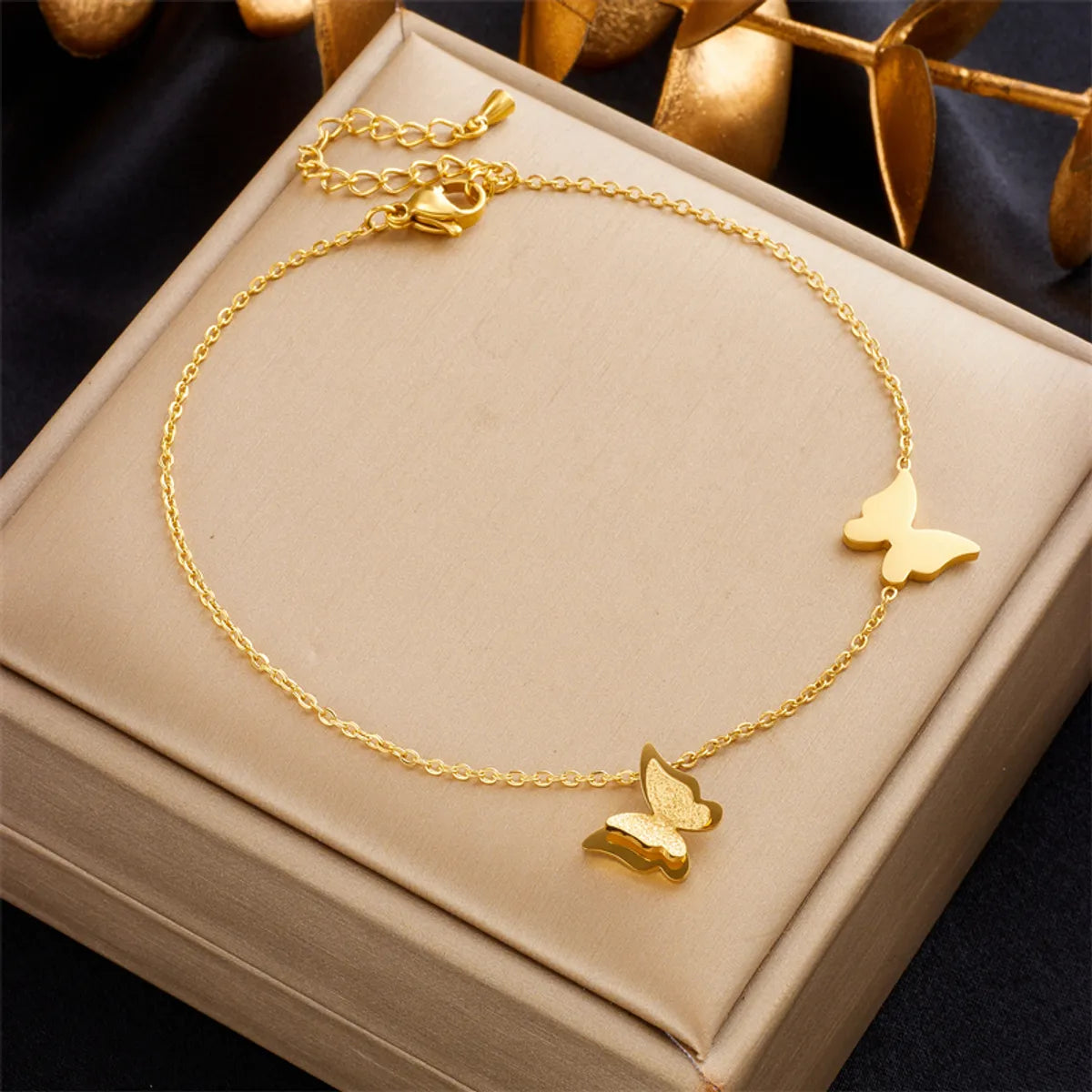 fashionable anklet for women-Simple Style Solid Color Titanium Steel Plating 18k Gold Plated Women's Anklet