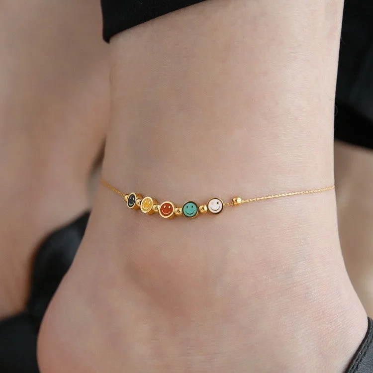 adjustable charm bracelet for women-Simple Style Smiley Face Copper Wholesale Anklet