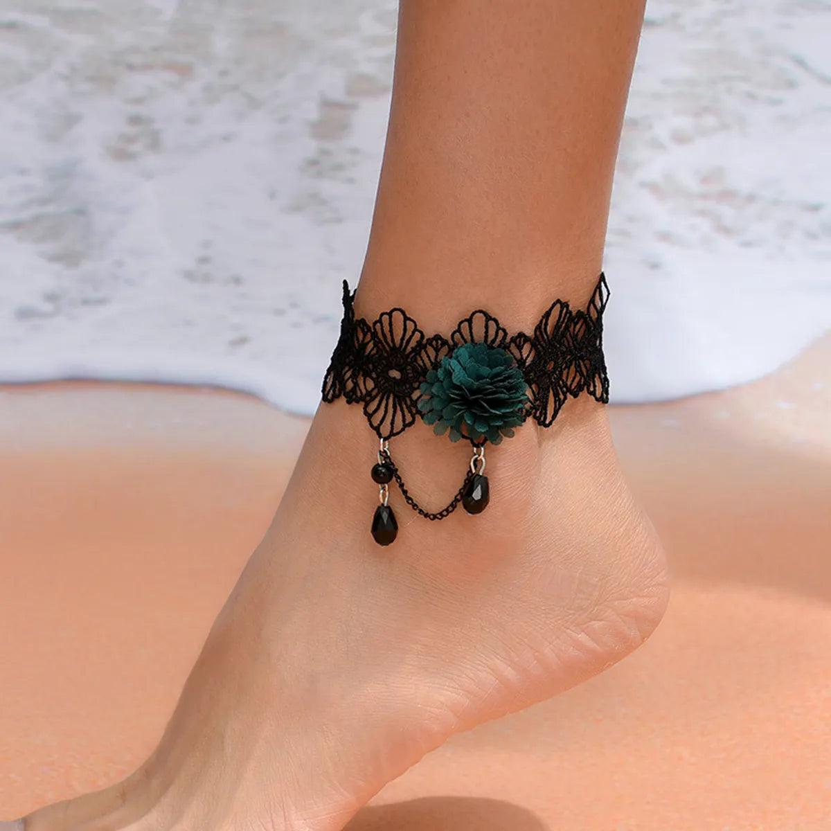 adjustable bracelet for women-Simple Style Flower Lace Women's Anklet