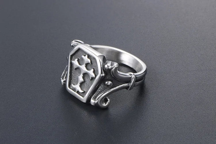 vintage-style rings for women-Classical Retro Punk Cross 304 Stainless Steel Polishing Men'S Rings