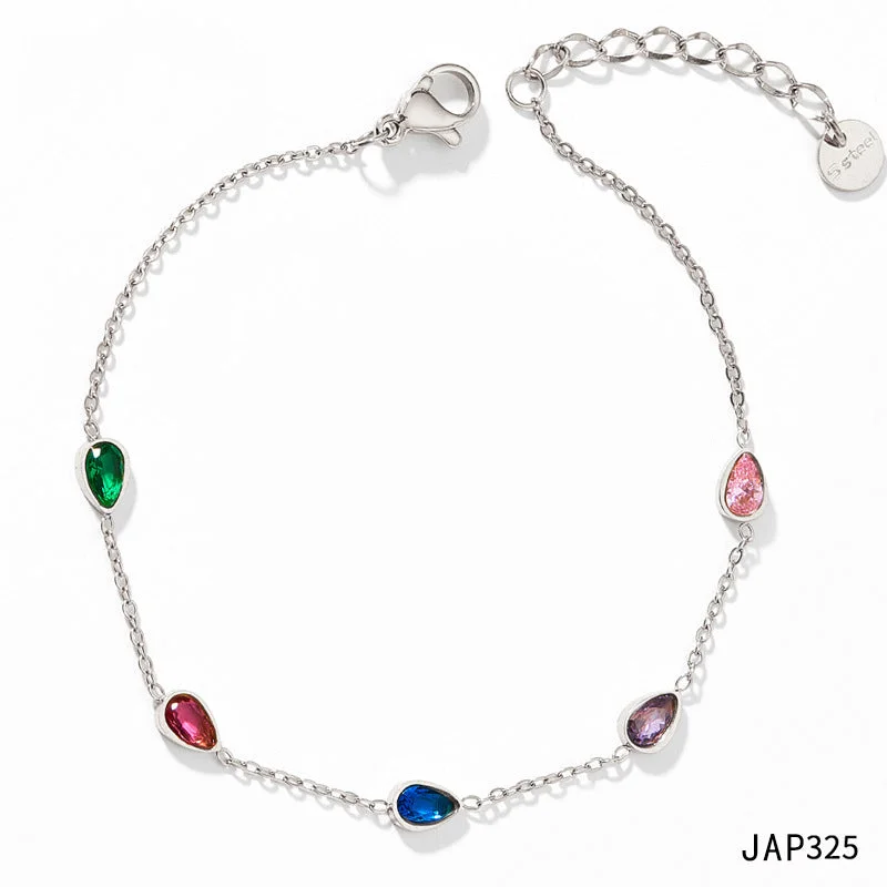 Jak325 Anklet Silver Color Zirconium