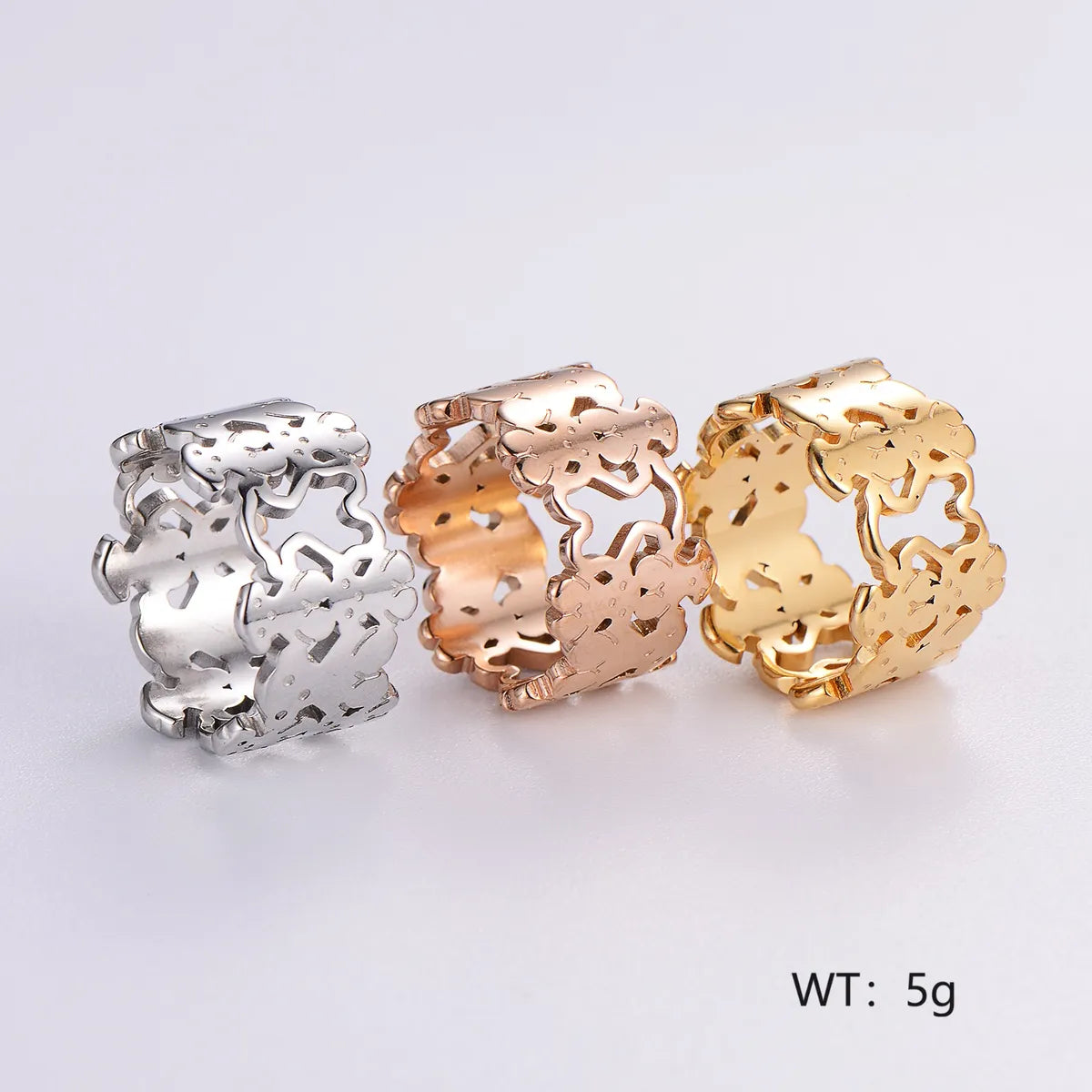 titanium wedding rings for women-Vintage Style Bear Stainless Steel Plating 18k Gold Plated Rose Gold Plated Rings