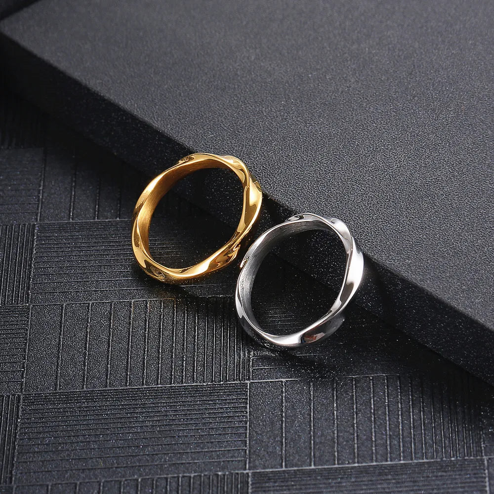 gemstone cocktail rings for women-Simple Style Commute Solid Color 304 Stainless Steel Plating 18K Gold Plated Unisex Rings