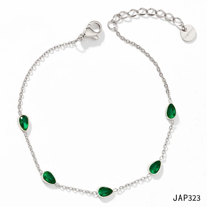 Jak323 Anklet Silver Green Zirconium