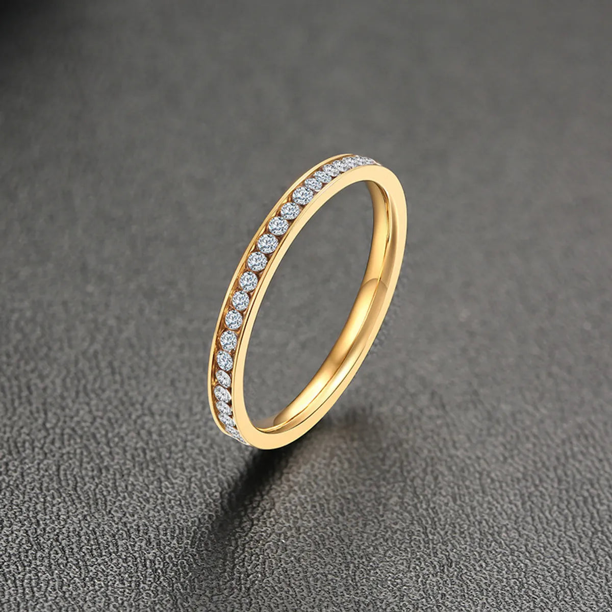 rose gold rings for women-Simple Style Circle Titanium Steel Plating Inlay Rhinestones Gold Plated Rings