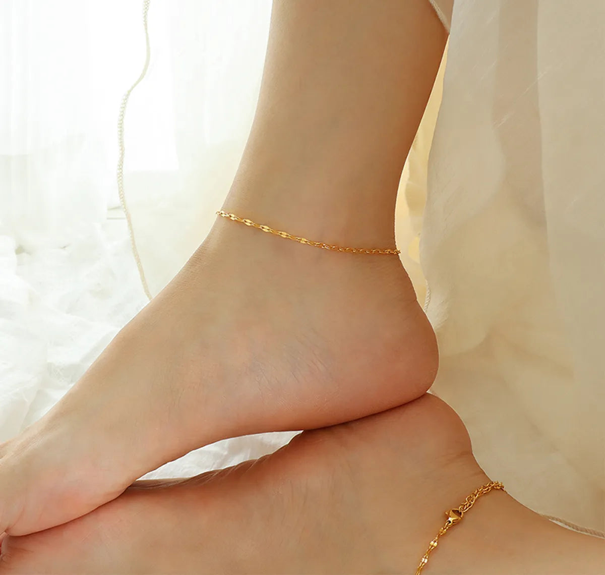 diamond anklet for women-Fashion Solid Color Simple Anklet Titanium Ornament Foot Ornaments