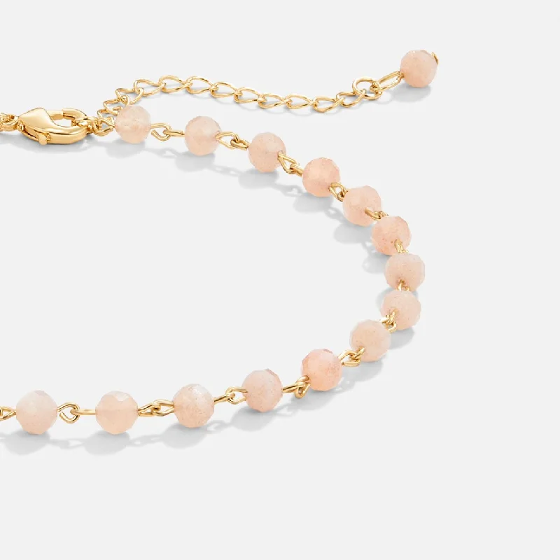 rhinestone anklet for women-Blush Pink 18K Gold Anklet