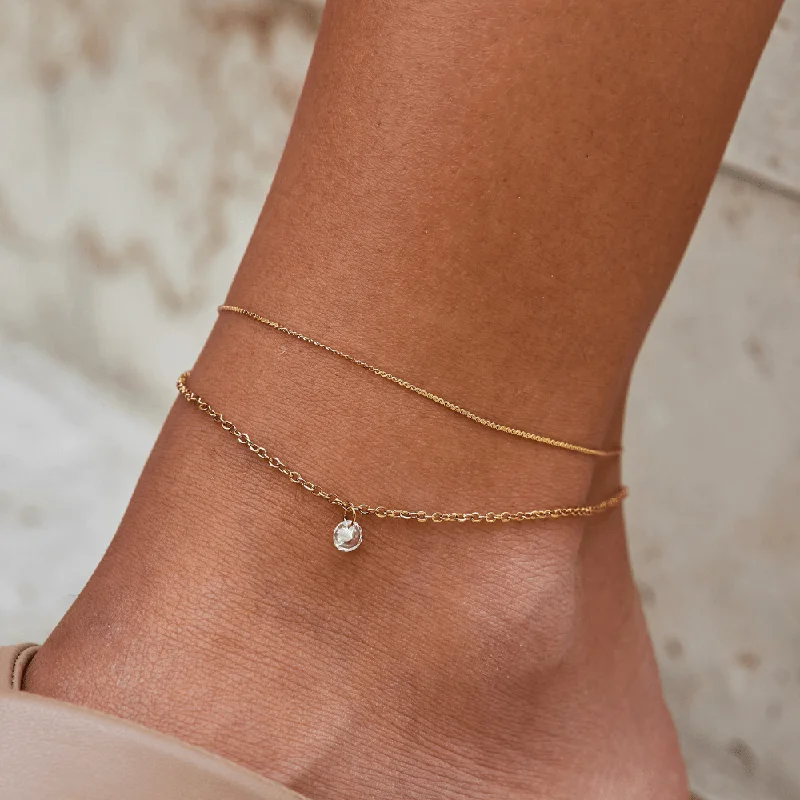 modern bracelet for women-Layered Dainty Pearl Anklet