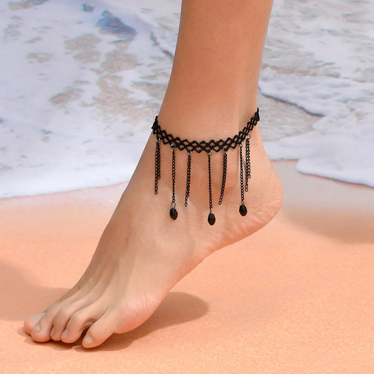 bold chain bracelet for women-Simple Style Tassel Alloy Women's Anklet